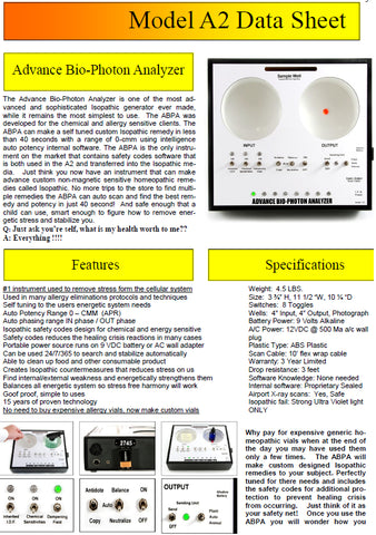ABPA A2 and AM3 Matrix Advance BioPhoton Analyzer User Manual Digital Download