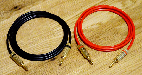 Banana Plug Cable Set of 2 (1 Red & 1 Black) Super High Quality Wire with Gold-Plated Plugs